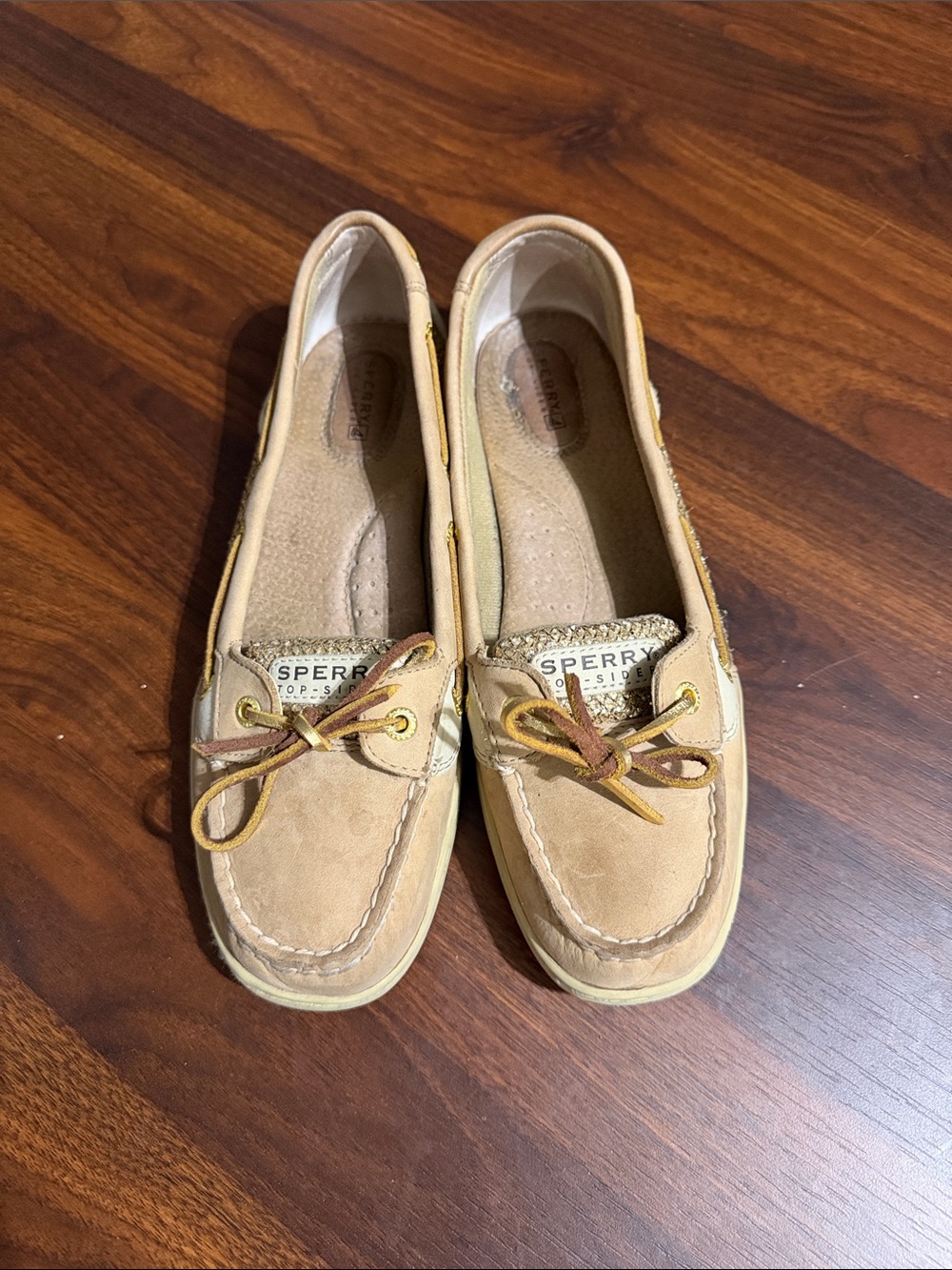 Sperry Tan Suede Moccasins with Leather Laces